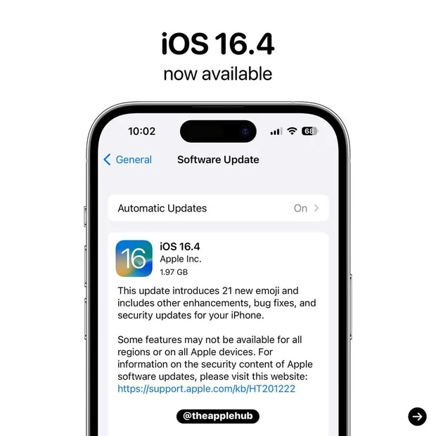 Các tính năng mới trên iOS 16.4