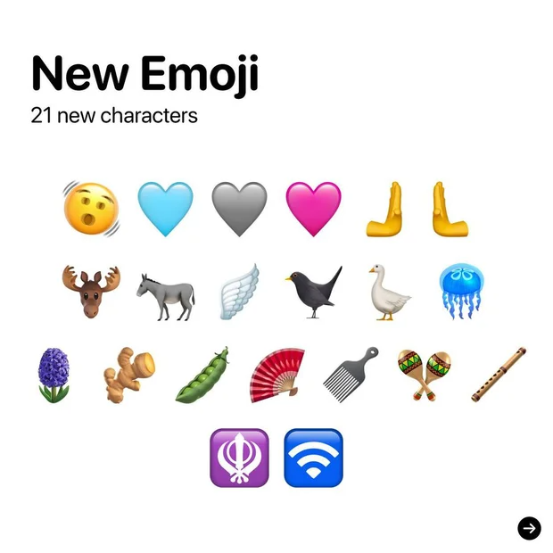 iOS/iPadOS 16.4 bổ sung 21 biểu tượng cảm xúc mới.